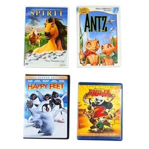 DreamWorks Warner Bros Kids Movies Lot 4 Spirit Antz Happy Feet Kung Fu Panda 2